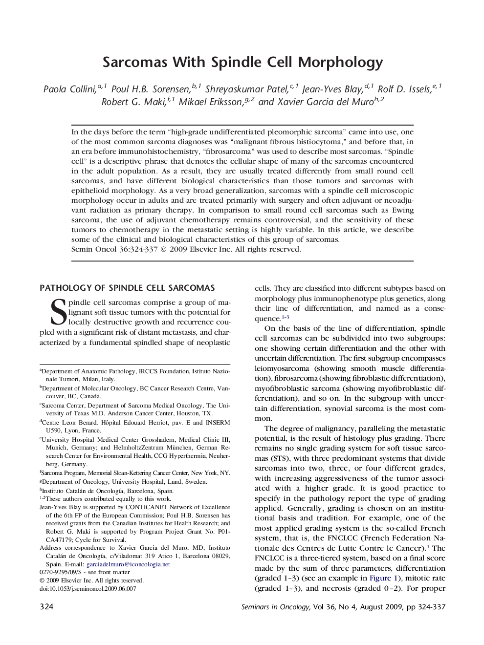 Sarcomas With Spindle Cell Morphology