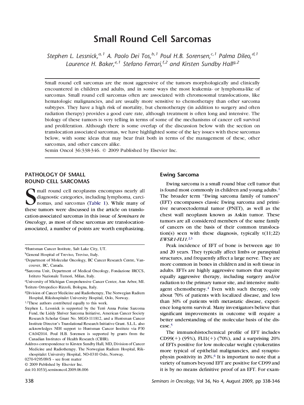 عکس صفحه اول مقاله: Small Round Cell Sarcomas Small Round Cell Sarcomas
