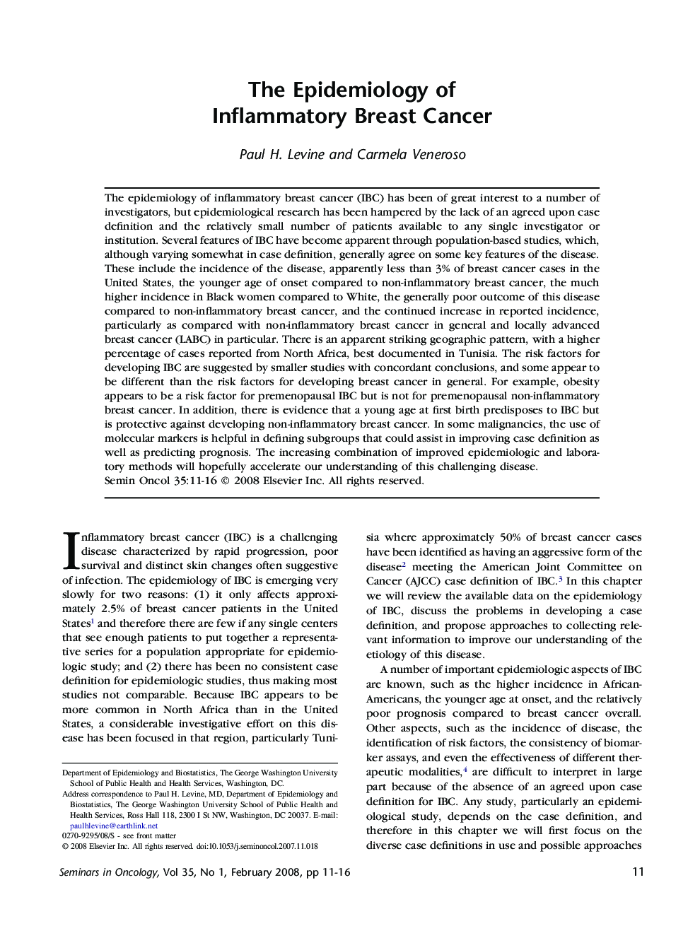 The Epidemiology of Inflammatory Breast Cancer