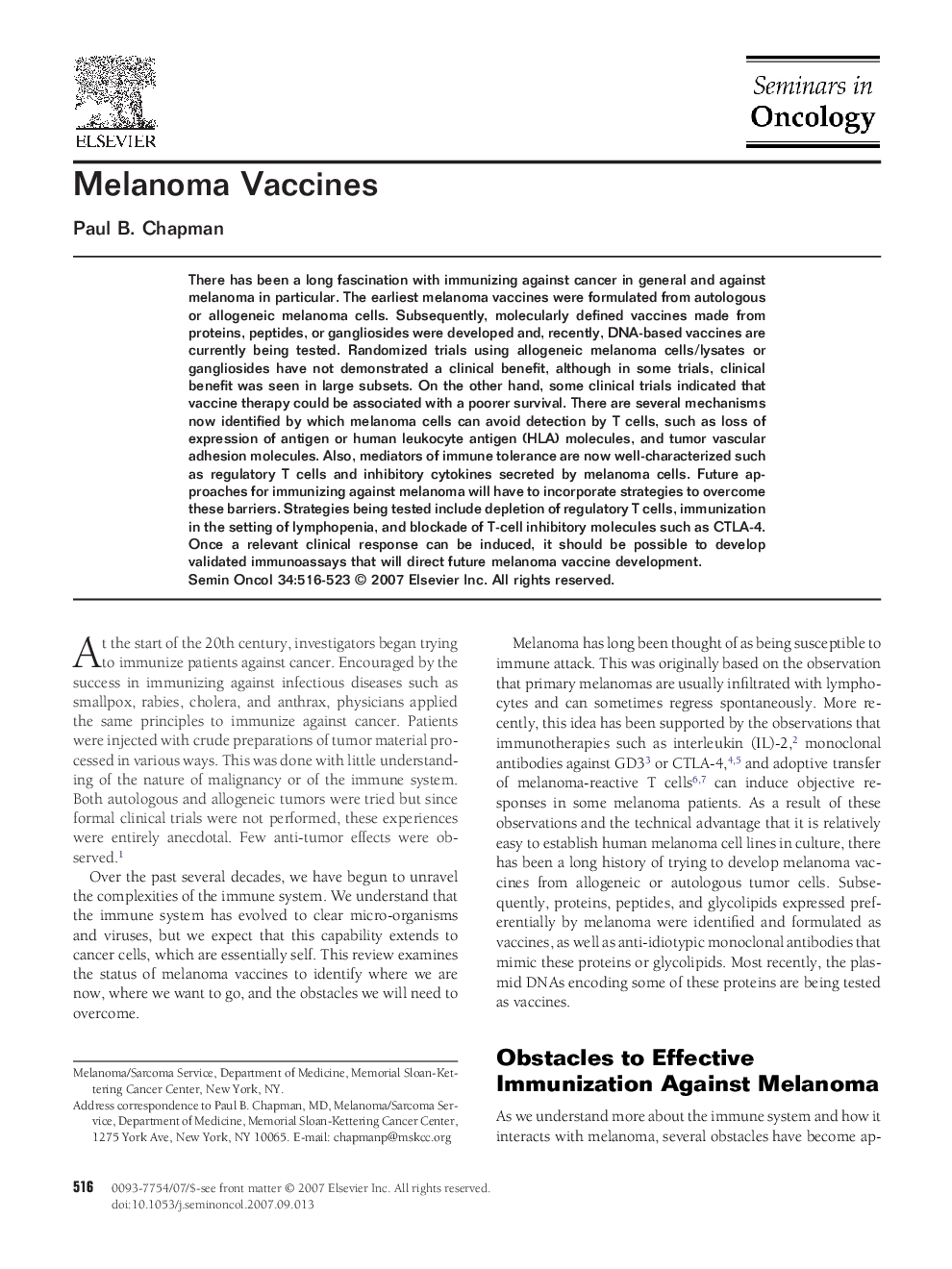 Melanoma Vaccines