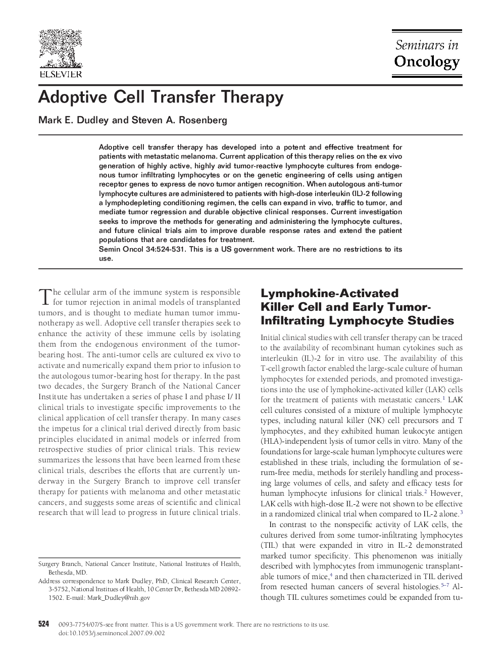 Adoptive Cell Transfer Therapy