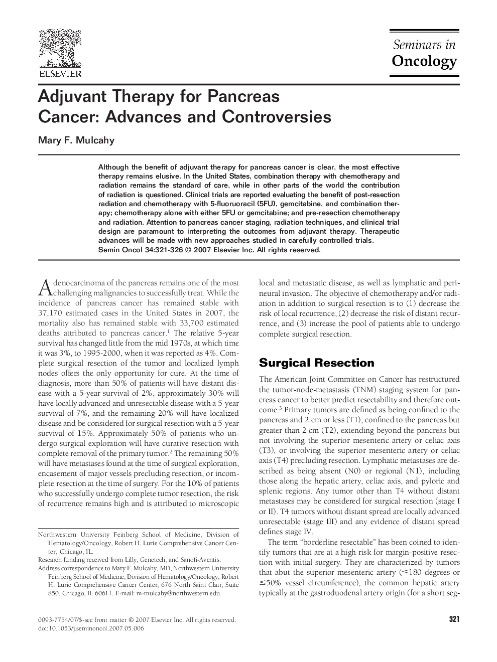 Adjuvant Therapy for Pancreas Cancer: Advances and Controversies