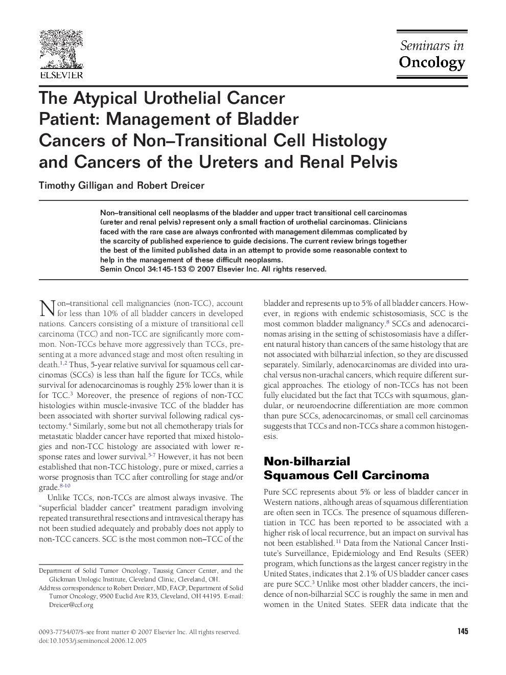 The Atypical Urothelial Cancer Patient: Management of Bladder Cancers of Non-Transitional Cell Histology and Cancers of the Ureters and Renal Pelvis