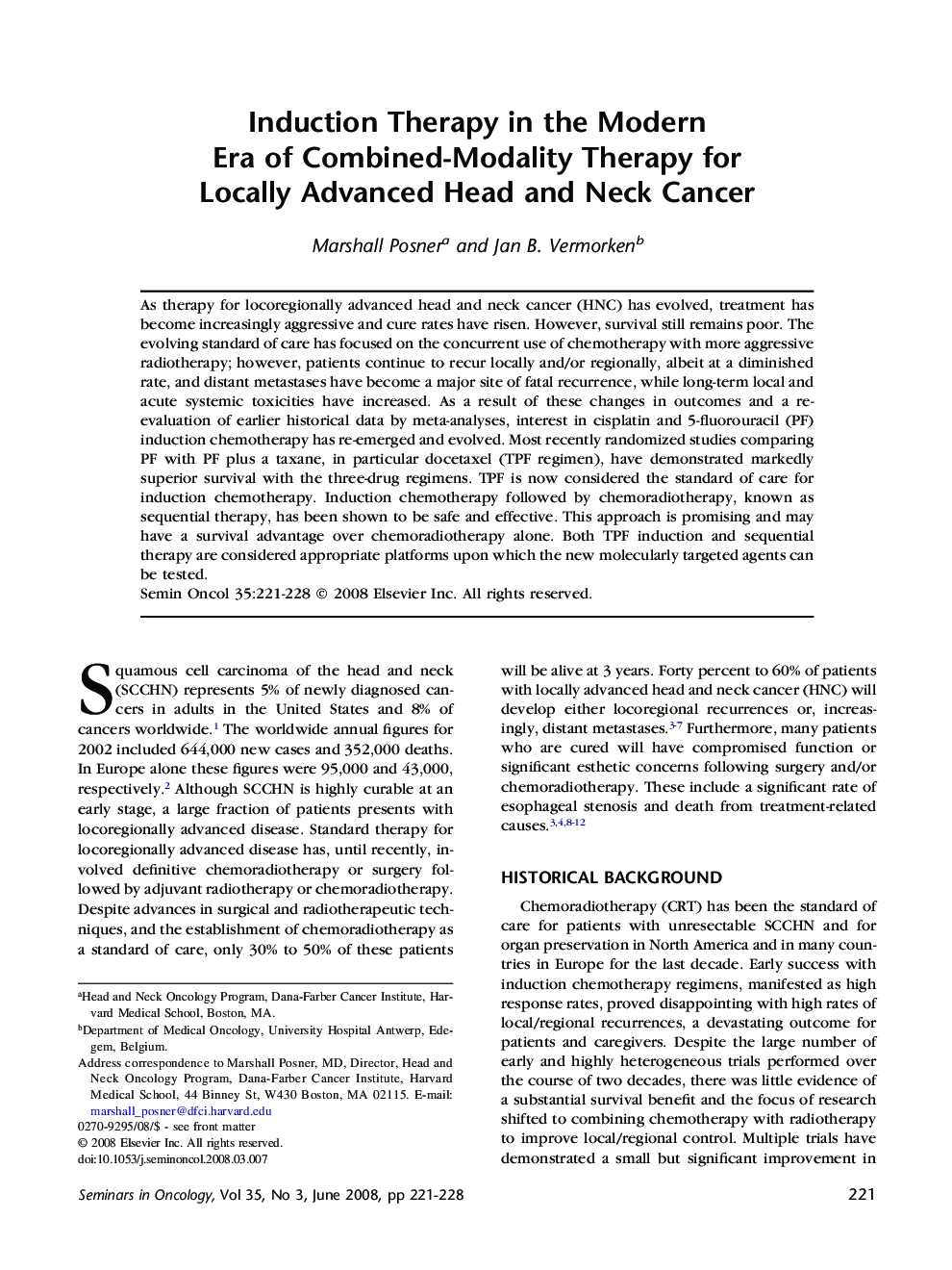 Induction Therapy in the Modern Era of Combined-Modality Therapy for Locally Advanced Head and Neck Cancer