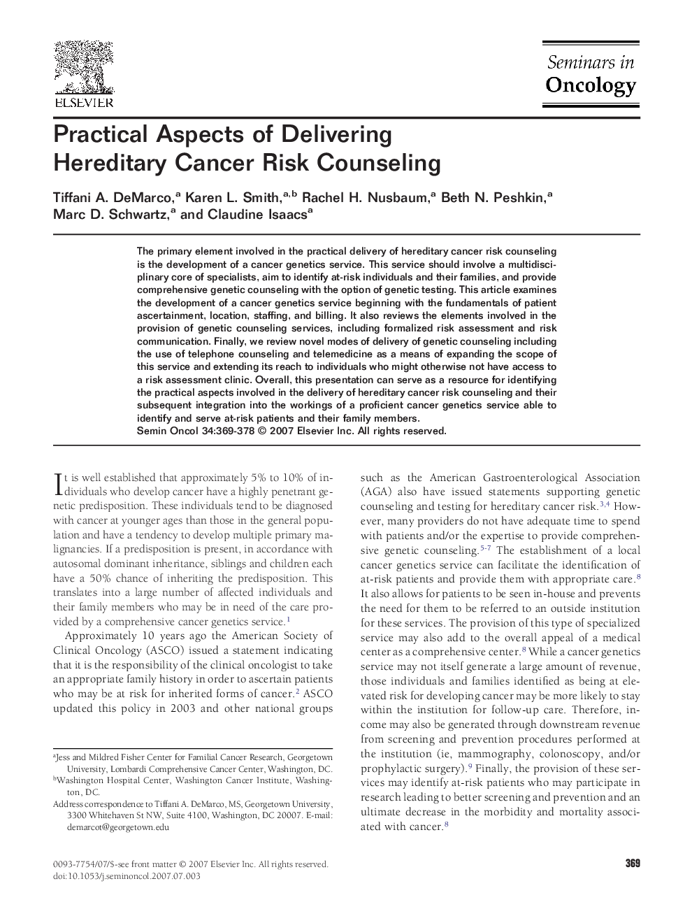 Practical Aspects of Delivering Hereditary Cancer Risk Counseling