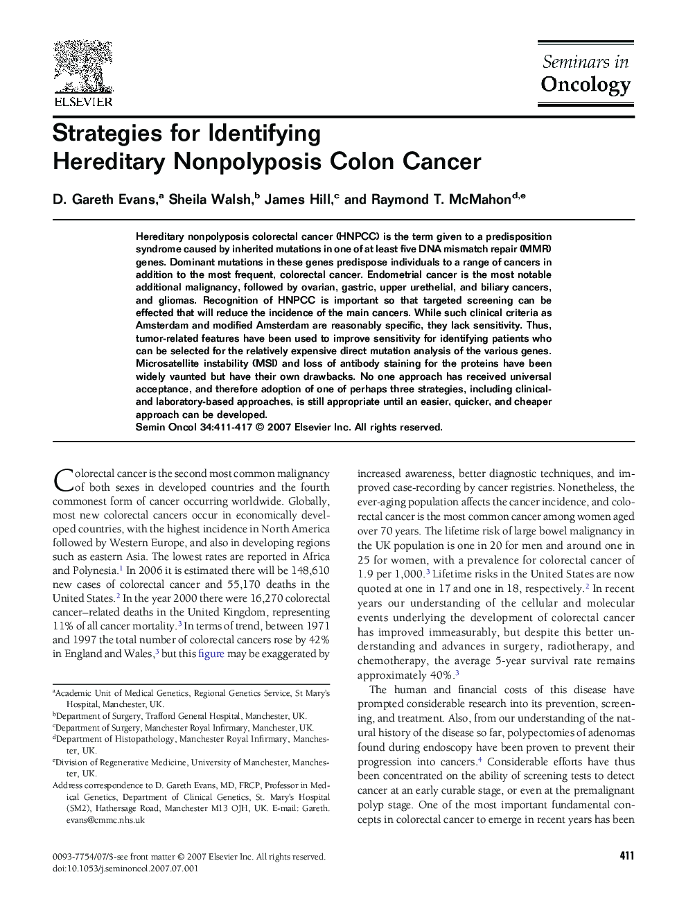 Strategies for Identifying Hereditary Nonpolyposis Colon Cancer