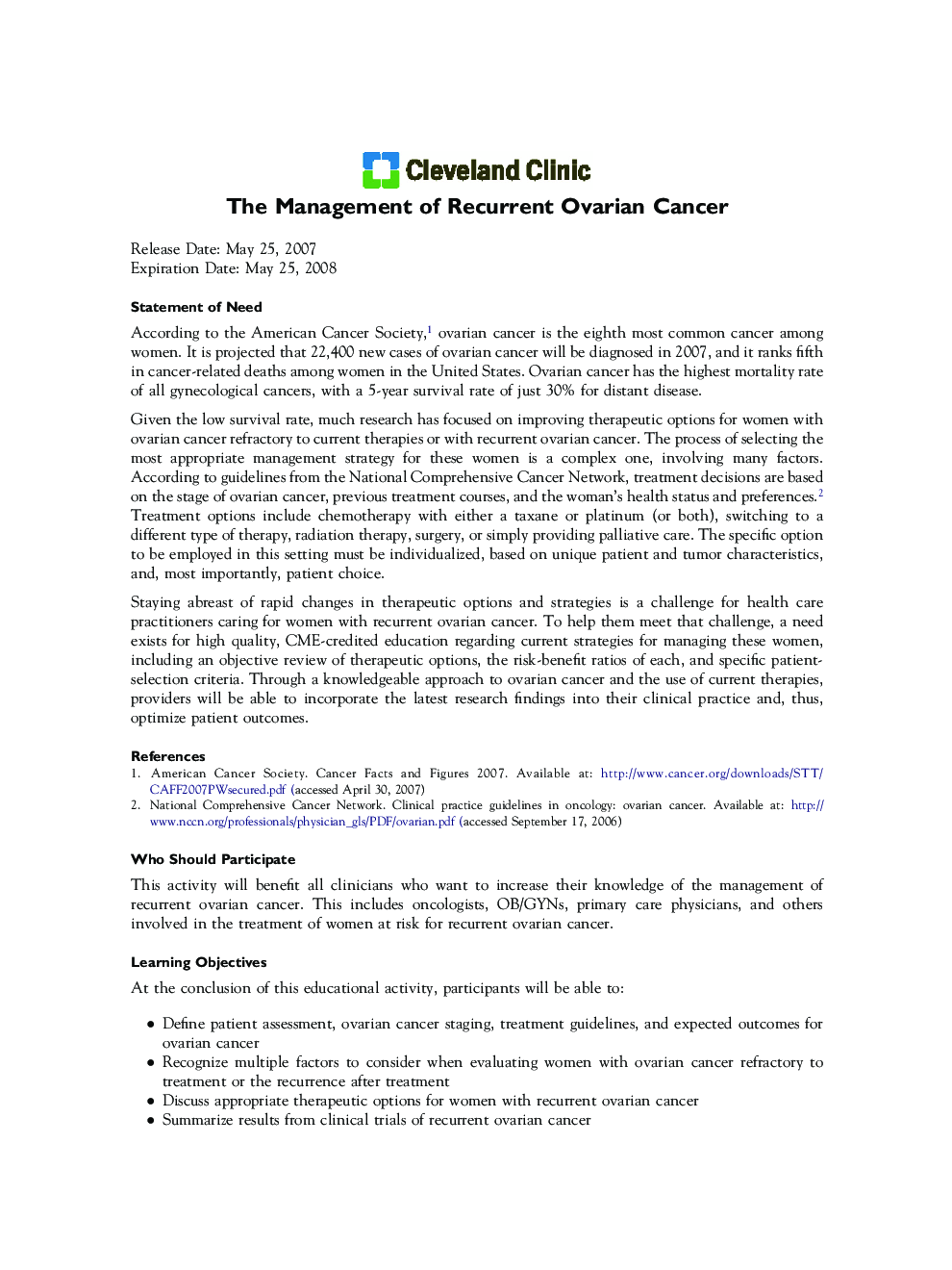 عکس صفحه اول مقاله: The Management of Recurrent Ovarian Cancer The Management of Recurrent Ovarian Cancer