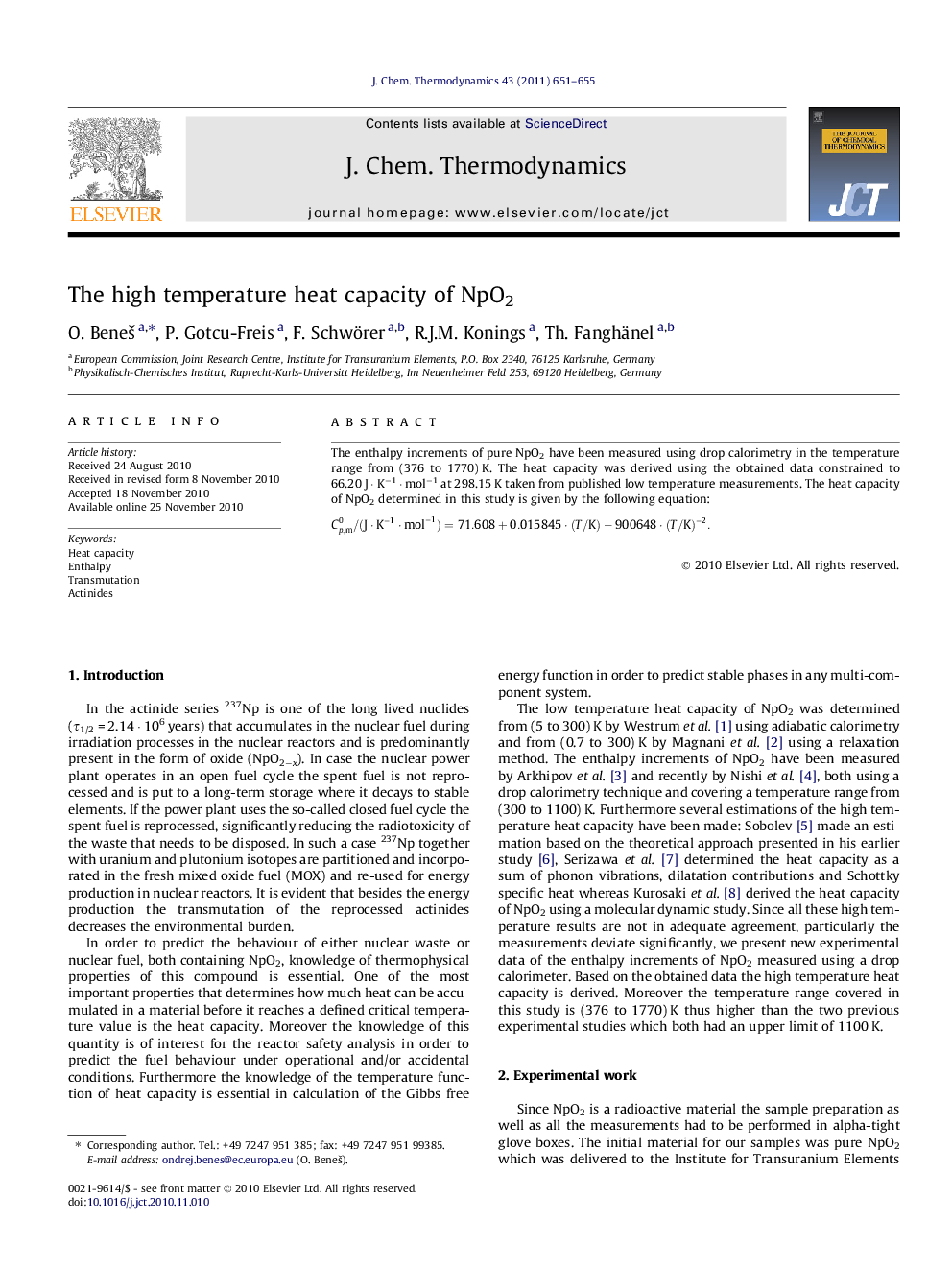 The high temperature heat capacity of NpO2