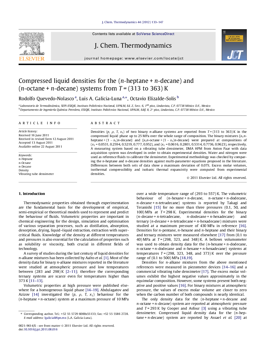 Compressed liquid densities for the (n-heptane + n-decane) and (n-octane + n-decane) systems from T = (313 to 363) K