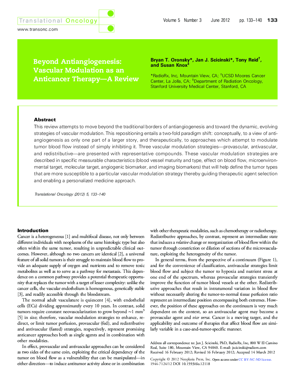 Beyond Antiangiogenesis: Vascular Modulation as an Anticancer Therapy—A Review