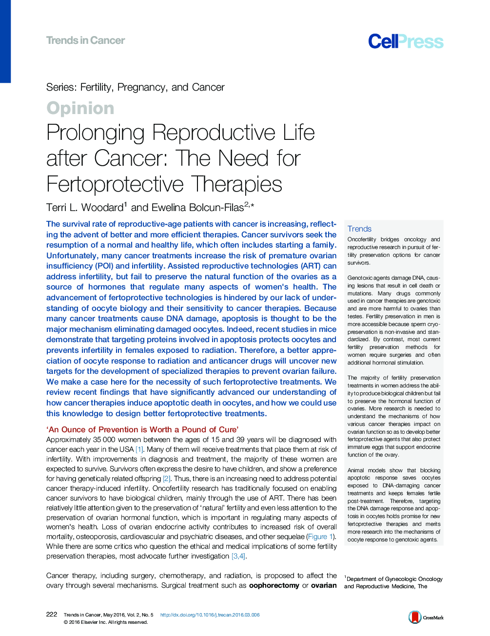 Prolonging Reproductive Life after Cancer: The Need for Fertoprotective Therapies