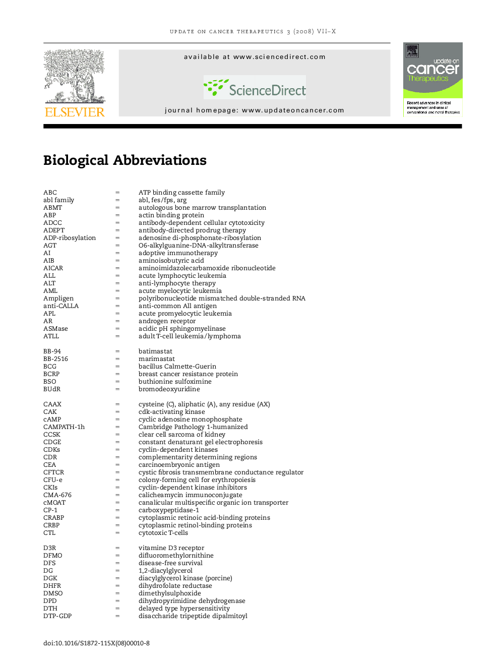 Biological abbreviations