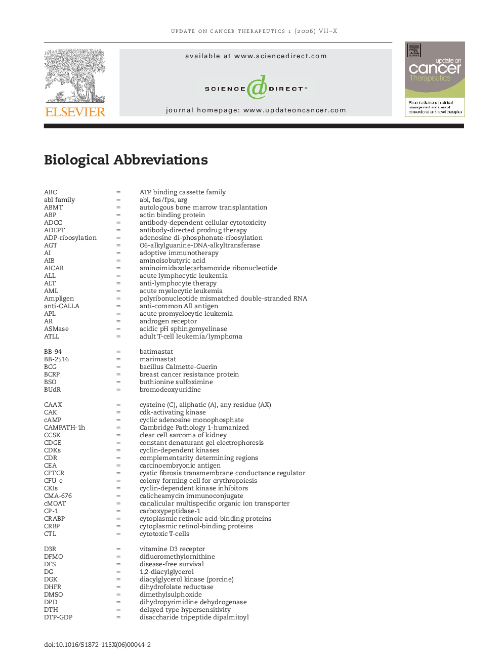 Biological Abbreviations