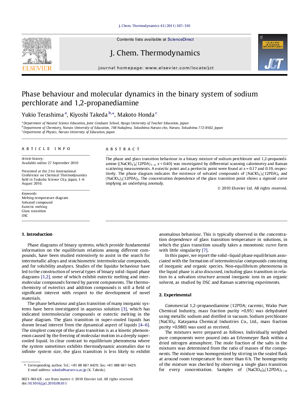 Phase behaviour and molecular dynamics in the binary system of sodium perchlorate and 1,2-propanediamine