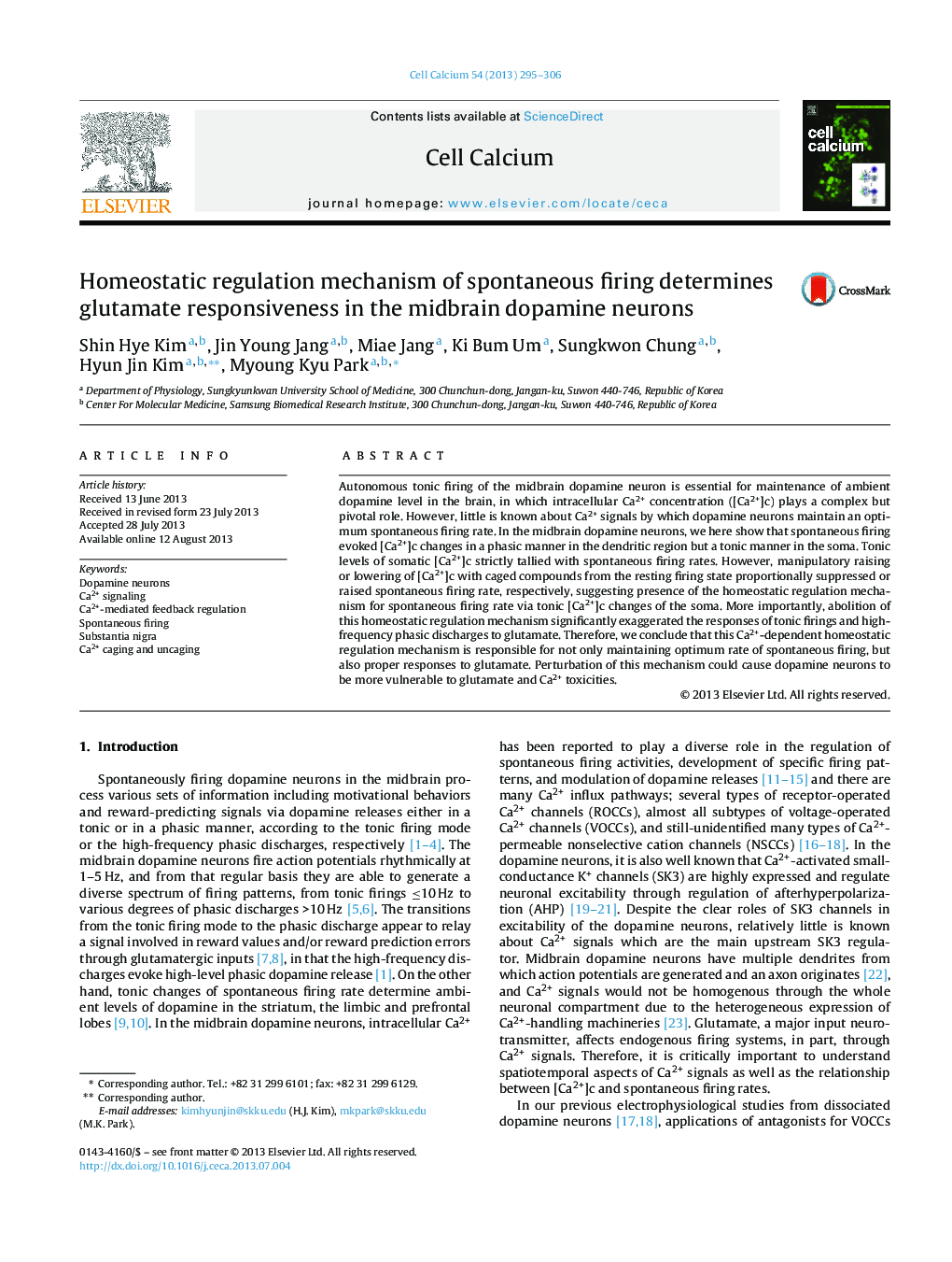 Homeostatic regulation mechanism of spontaneous firing determines glutamate responsiveness in the midbrain dopamine neurons