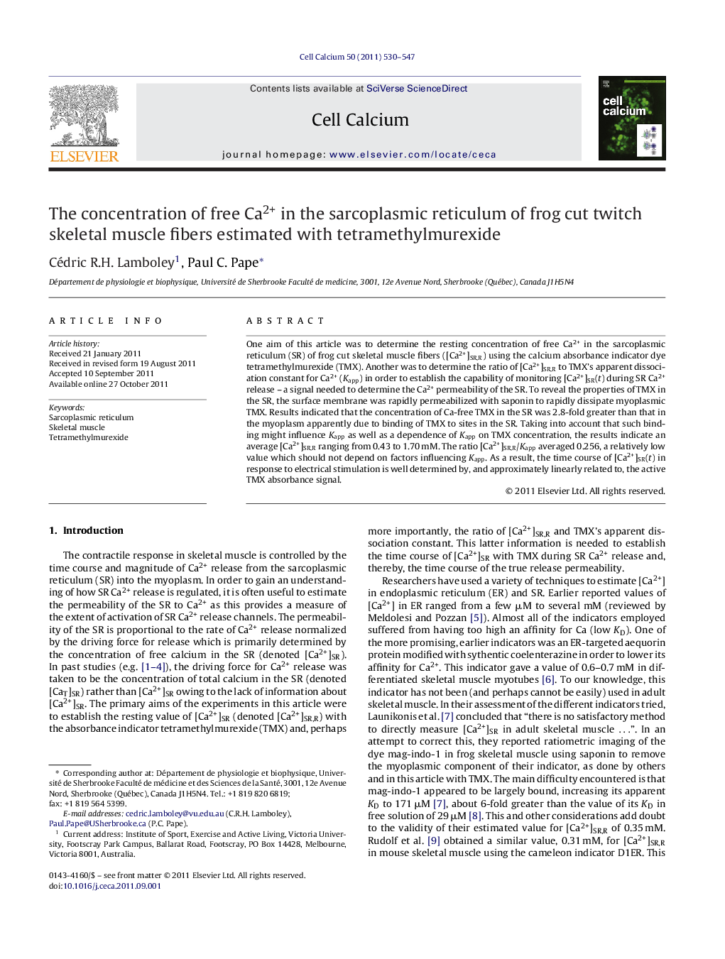 The concentration of free Ca2+ in the sarcoplasmic reticulum of frog cut twitch skeletal muscle fibers estimated with tetramethylmurexide