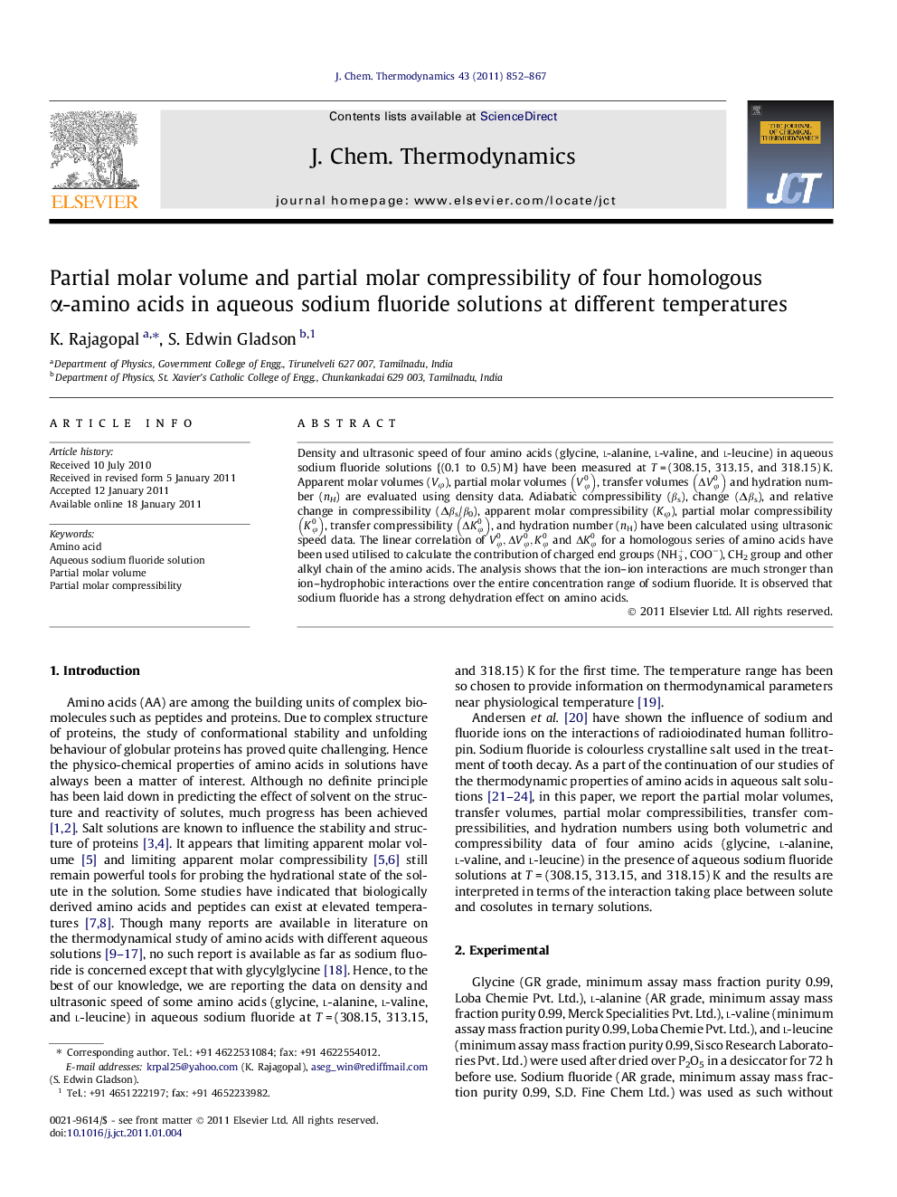 Partial molar volume and partial molar compressibility of four homologous α-amino acids in aqueous sodium fluoride solutions at different temperatures