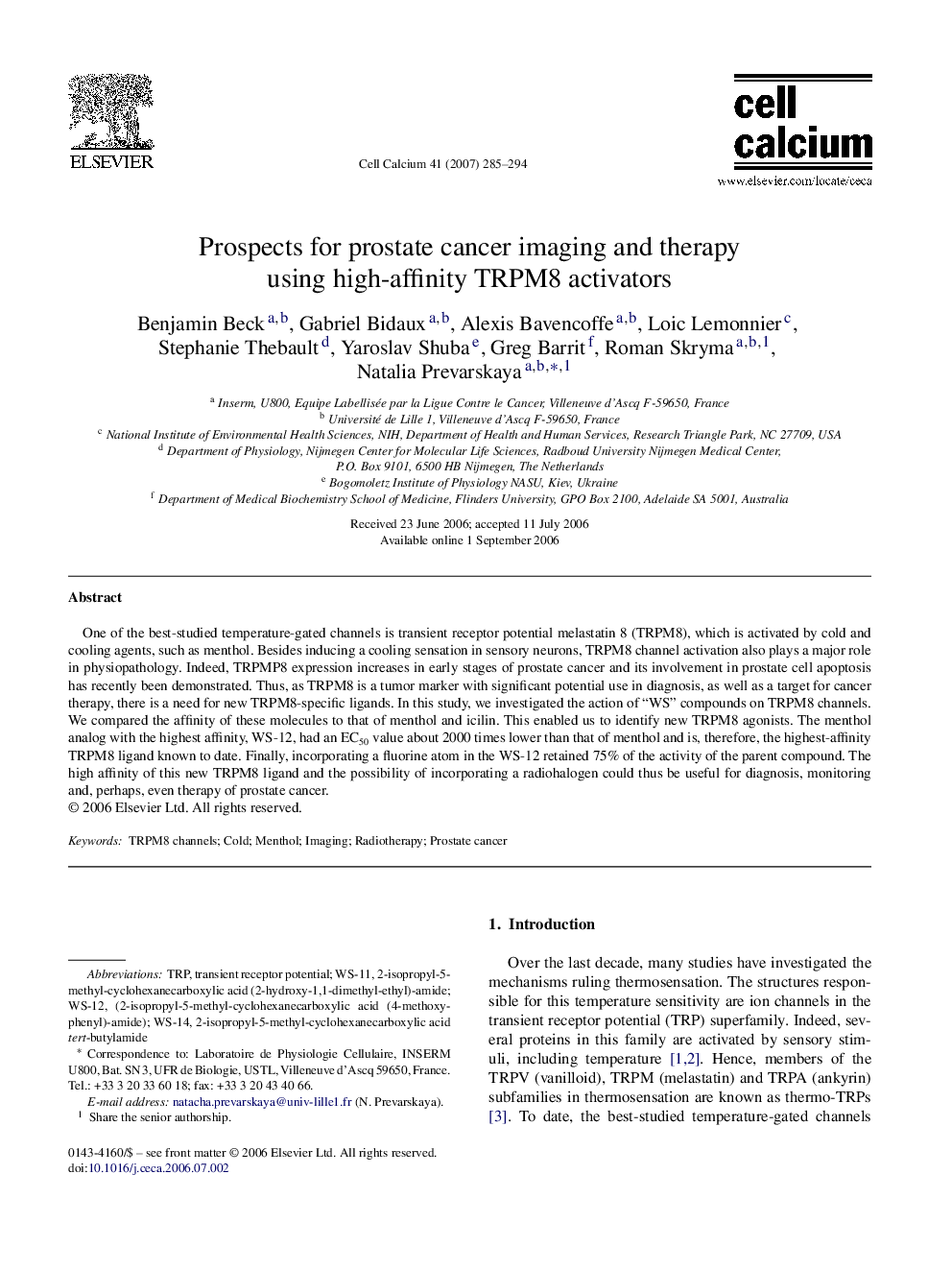 Prospects for prostate cancer imaging and therapy using high-affinity TRPM8 activators