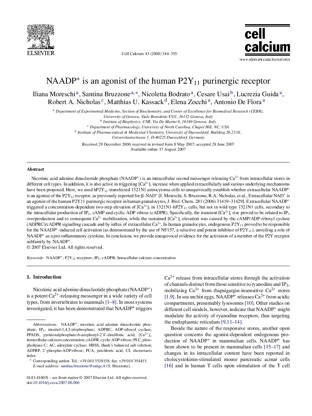 NAADP+ is an agonist of the human P2Y11 purinergic receptor