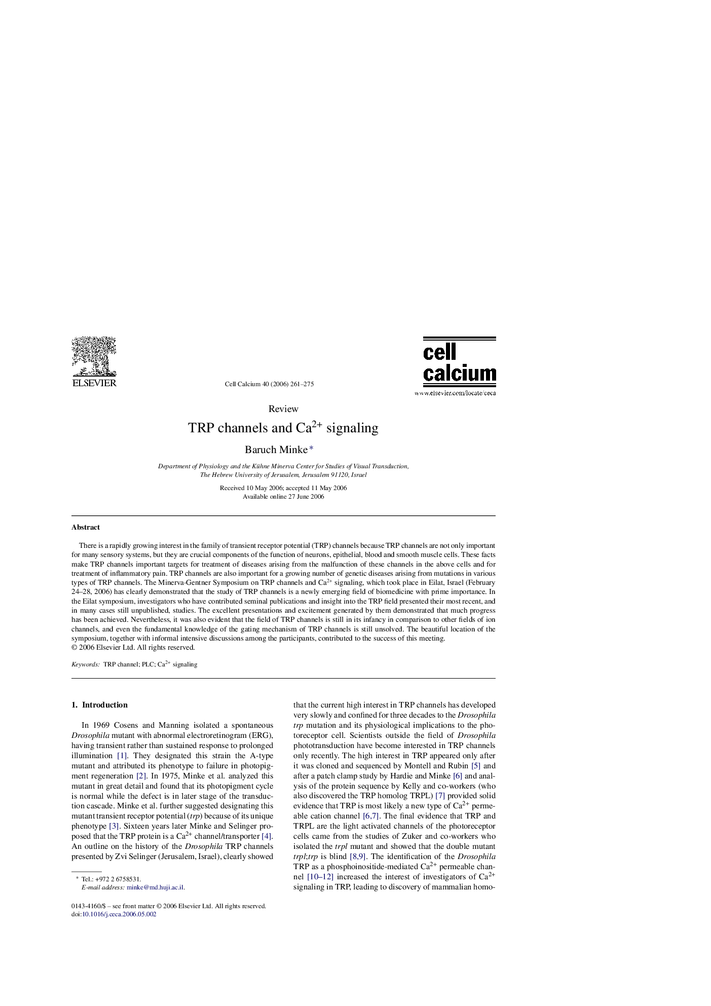 TRP channels and Ca2+ signaling