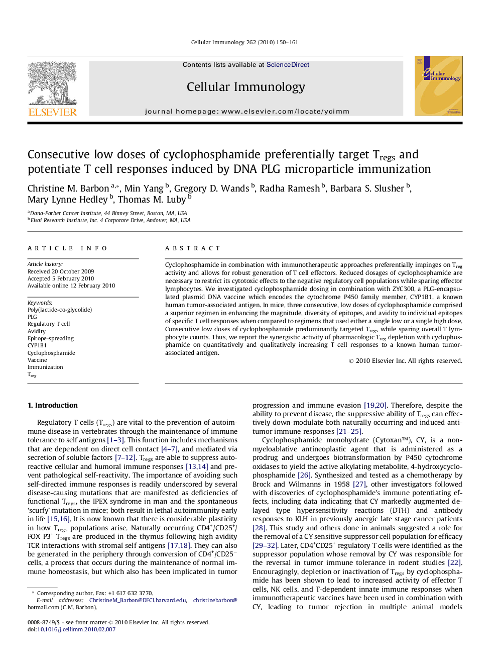 Consecutive low doses of cyclophosphamide preferentially target Tregs and potentiate T cell responses induced by DNA PLG microparticle immunization