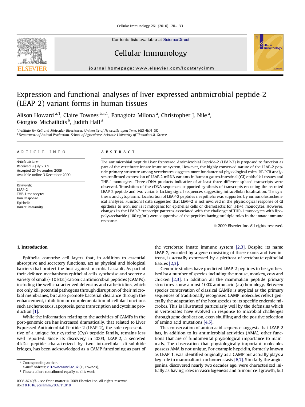 Expression and functional analyses of liver expressed antimicrobial peptide-2 (LEAP-2) variant forms in human tissues