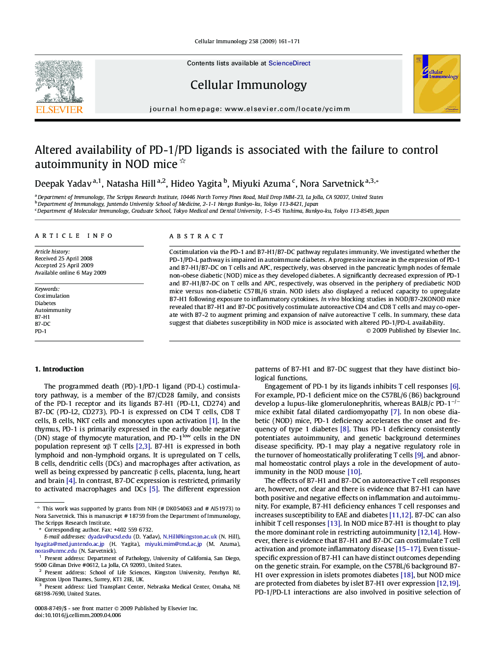 Altered availability of PD-1/PD ligands is associated with the failure to control autoimmunity in NOD mice