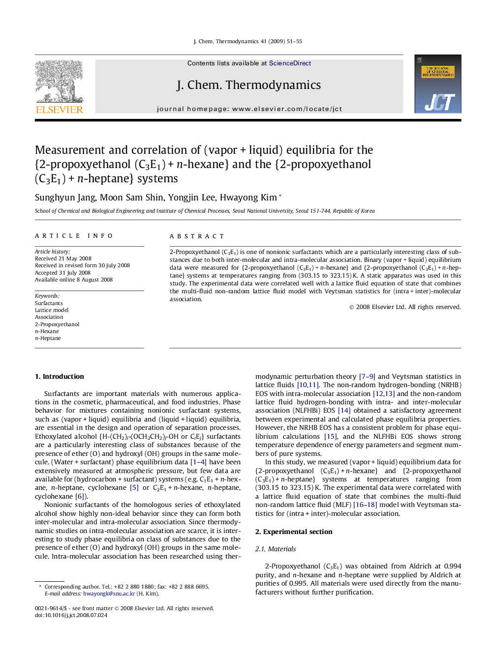 Measurement and correlation of (vapor + liquid) equilibria for the {2-propoxyethanol (C3E1) + n-hexane} and the {2-propoxyethanol (C3E1) + n-heptane} systems