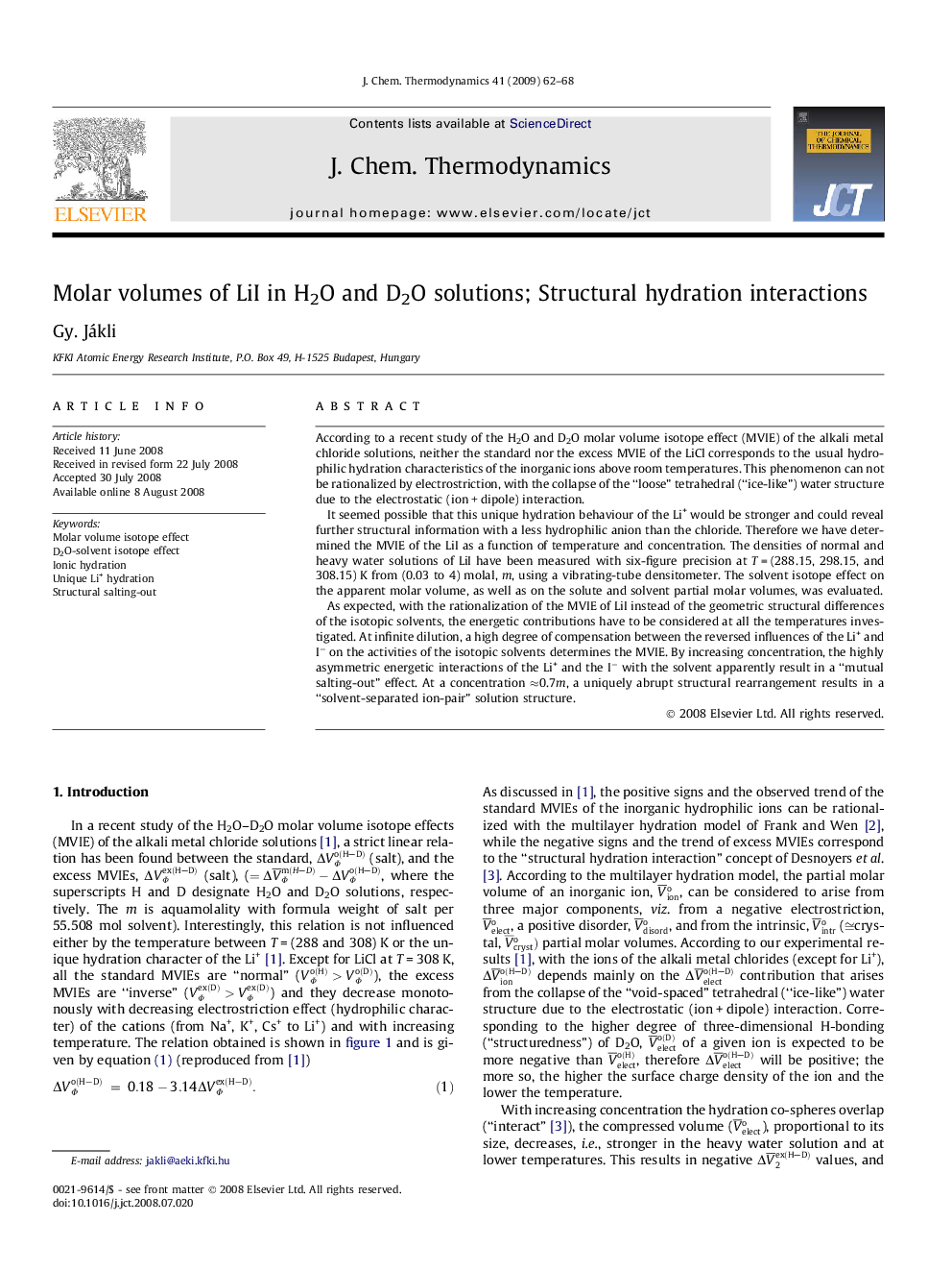 Molar volumes of LiI in H2O and D2O solutions; Structural hydration interactions