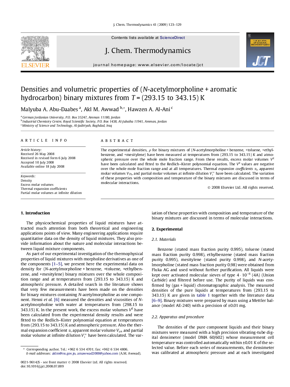 Densities and volumetric properties of (N-acetylmorpholine + aromatic hydrocarbon) binary mixtures from T = (293.15 to 343.15) K