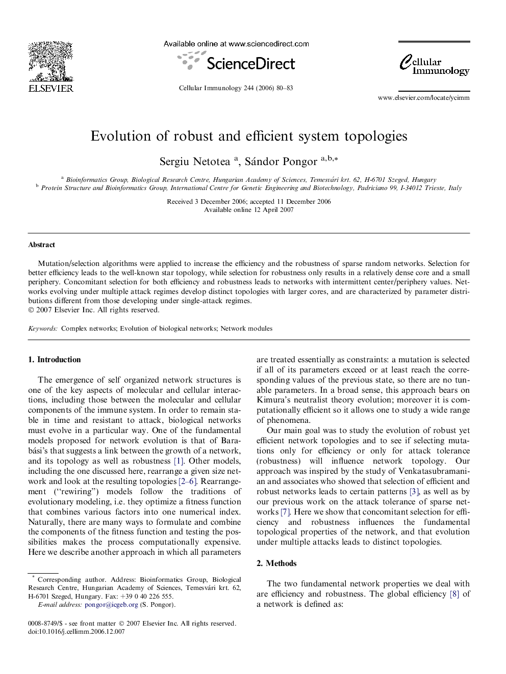 Evolution of robust and efficient system topologies