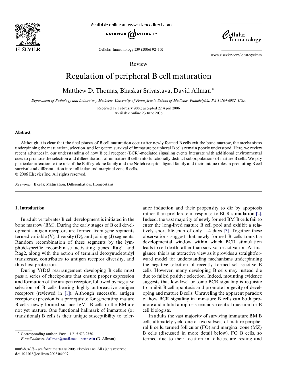 Regulation of peripheral B cell maturation