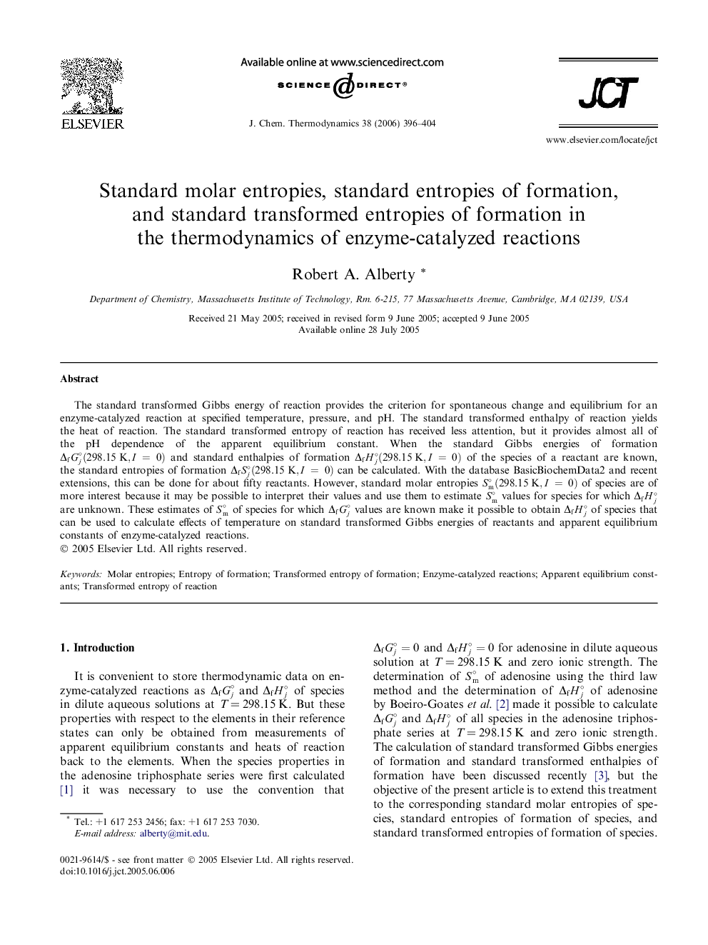 Standard molar entropies, standard entropies of formation, and standard transformed entropies of formation in the thermodynamics of enzyme-catalyzed reactions