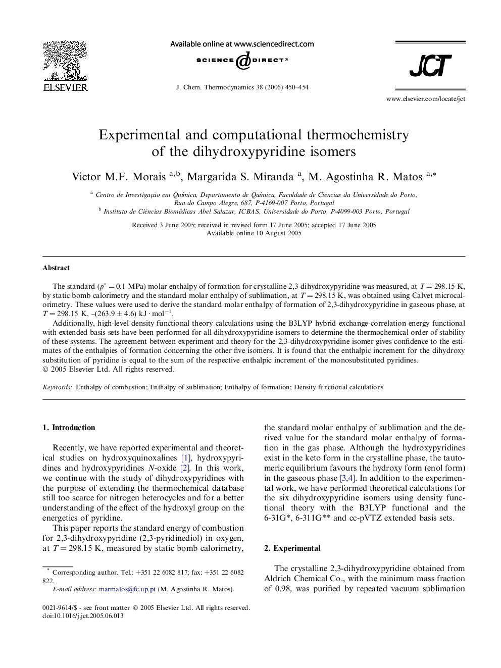 Experimental and computational thermochemistry of the dihydroxypyridine isomers