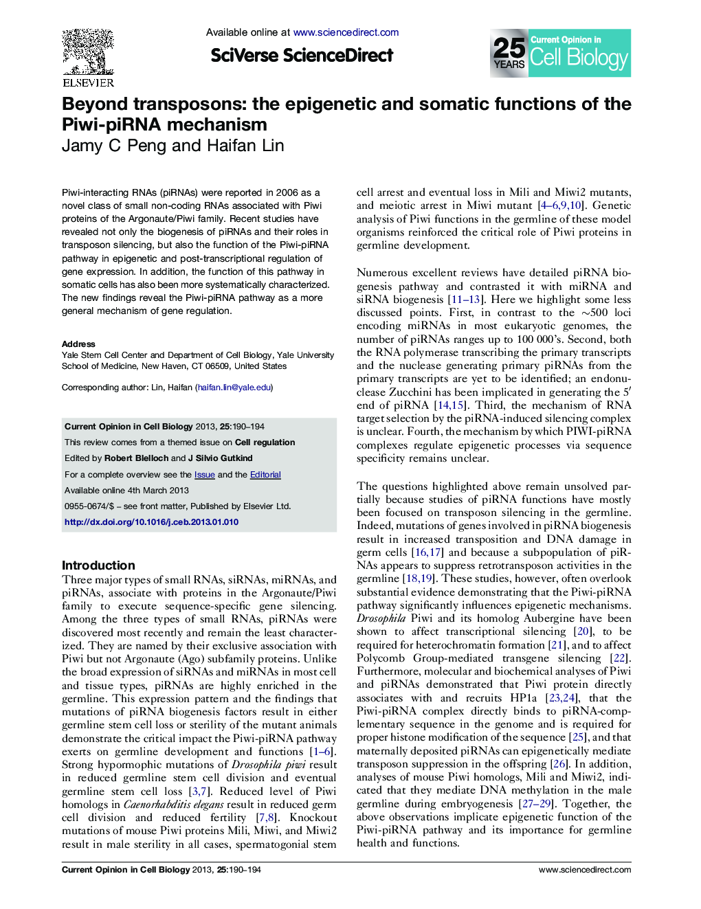 Beyond transposons: the epigenetic and somatic functions of the Piwi-piRNA mechanism
