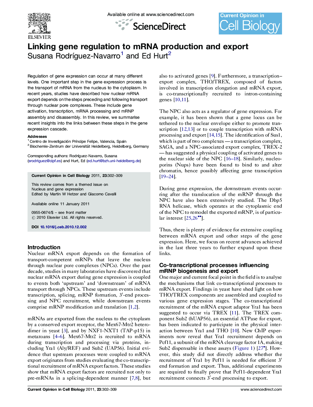 Linking gene regulation to mRNA production and export