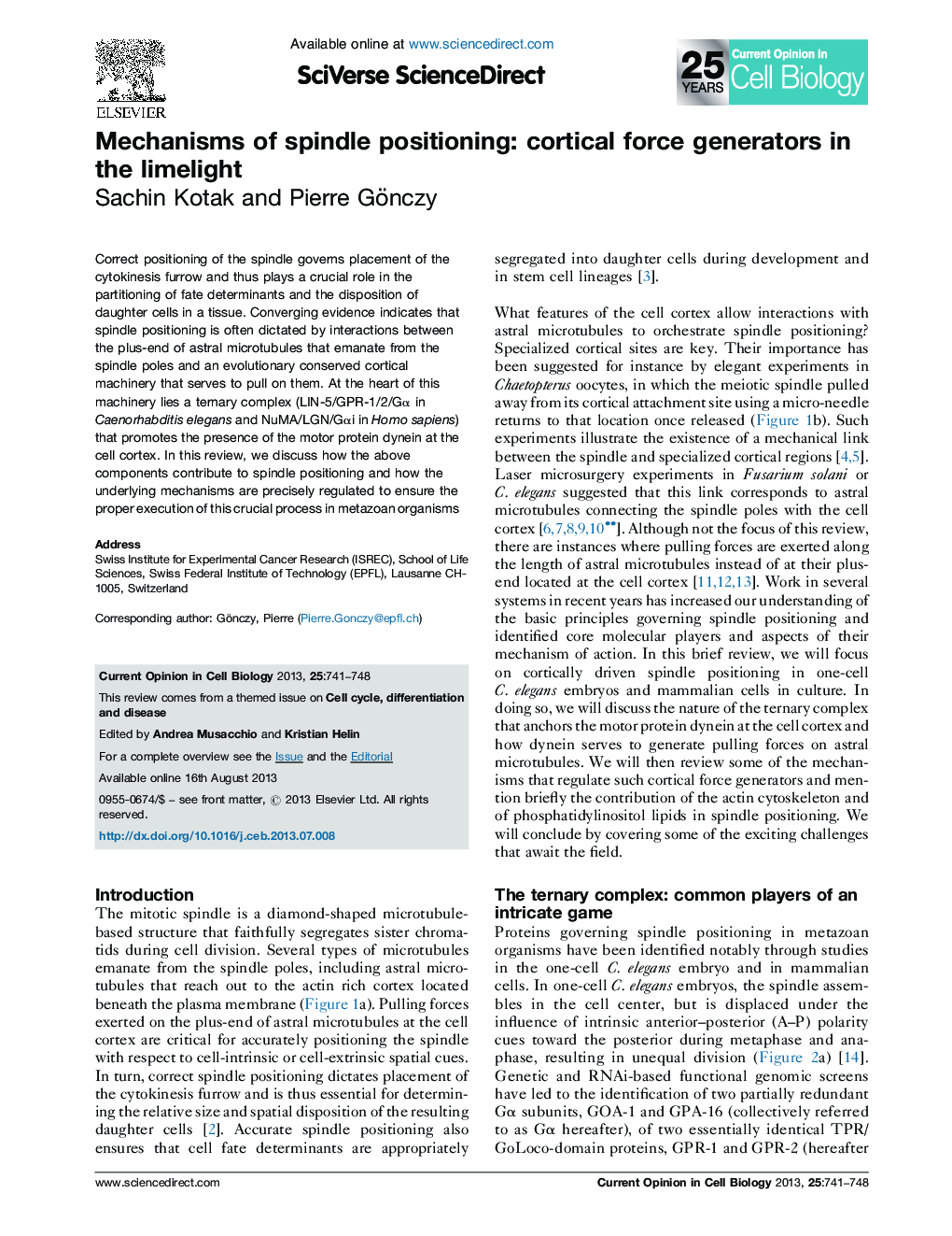 Mechanisms of spindle positioning: cortical force generators in the limelight