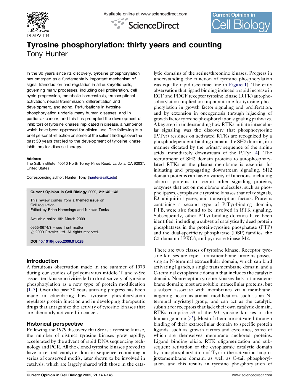 Tyrosine phosphorylation: thirty years and counting