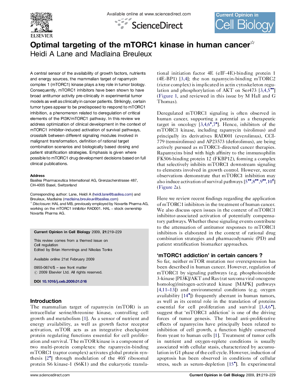 Optimal targeting of the mTORC1 kinase in human cancer 