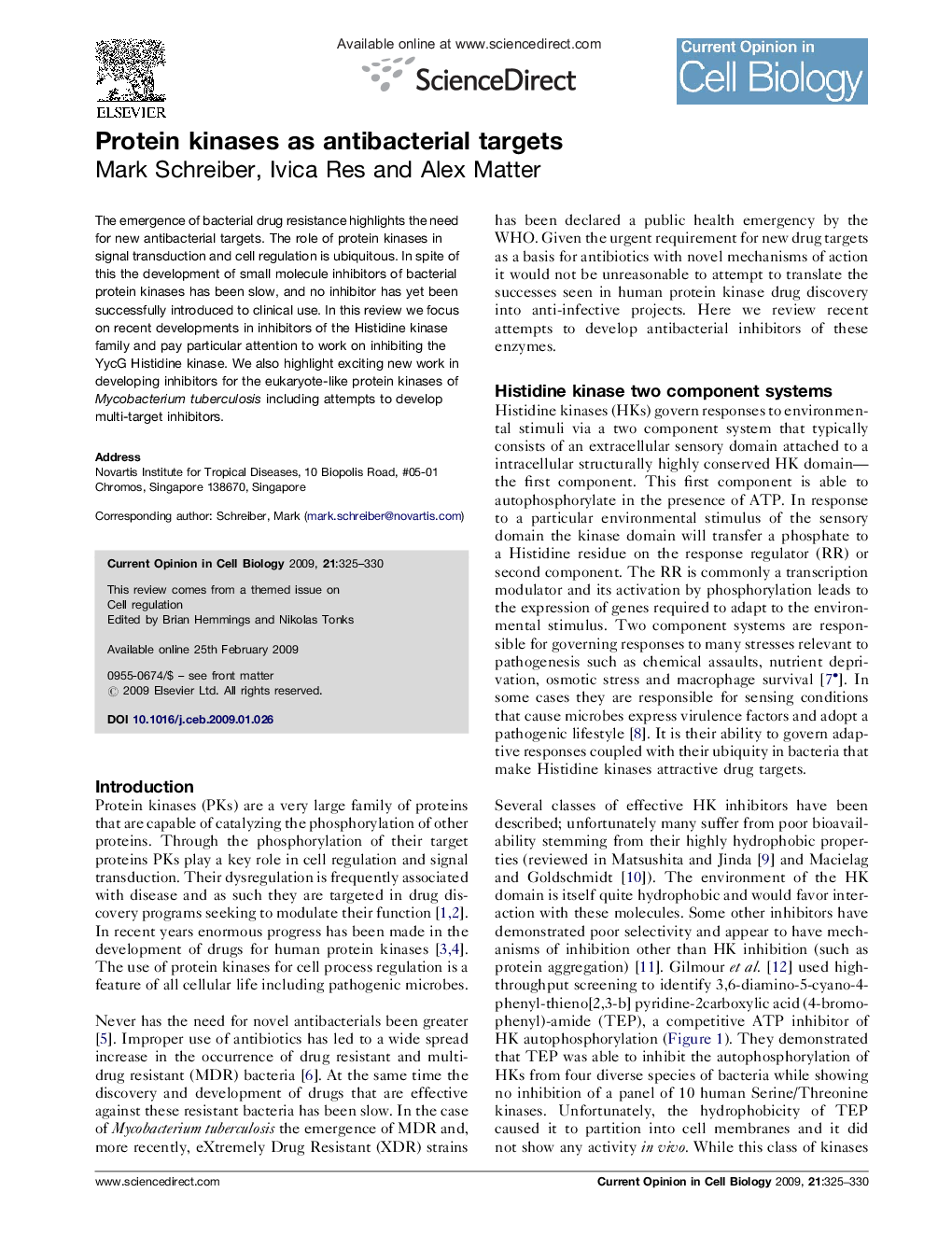 Protein kinases as antibacterial targets
