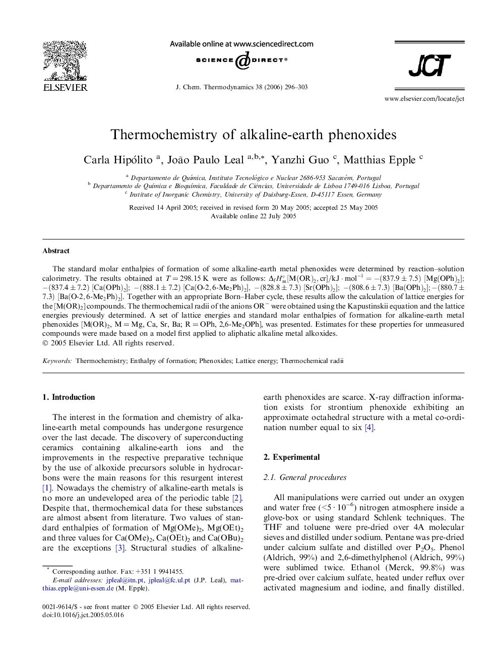 Thermochemistry of alkaline-earth phenoxides