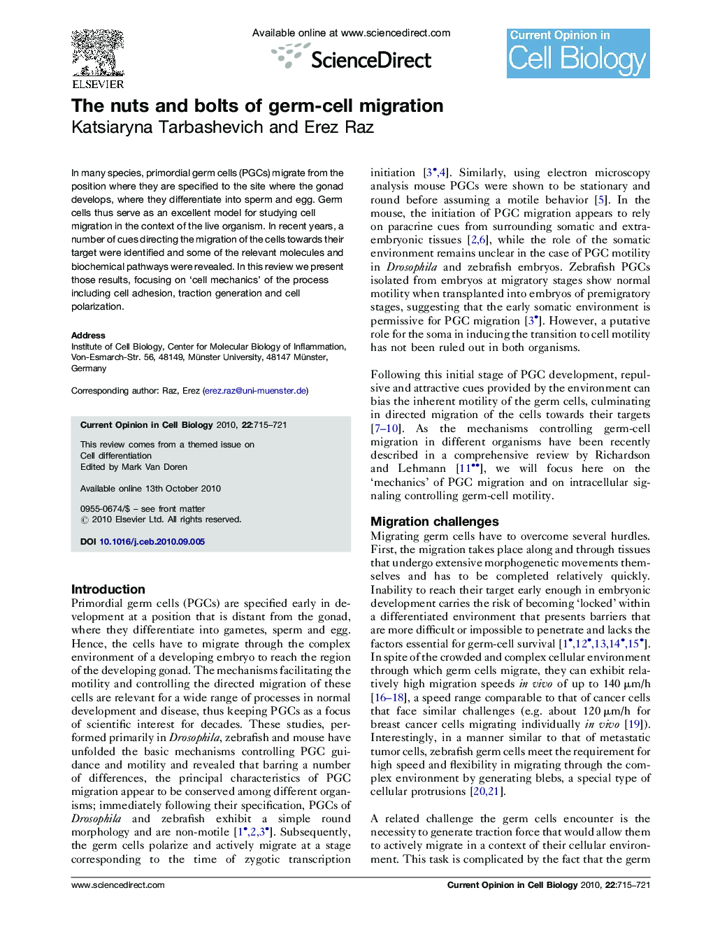 The nuts and bolts of germ-cell migration