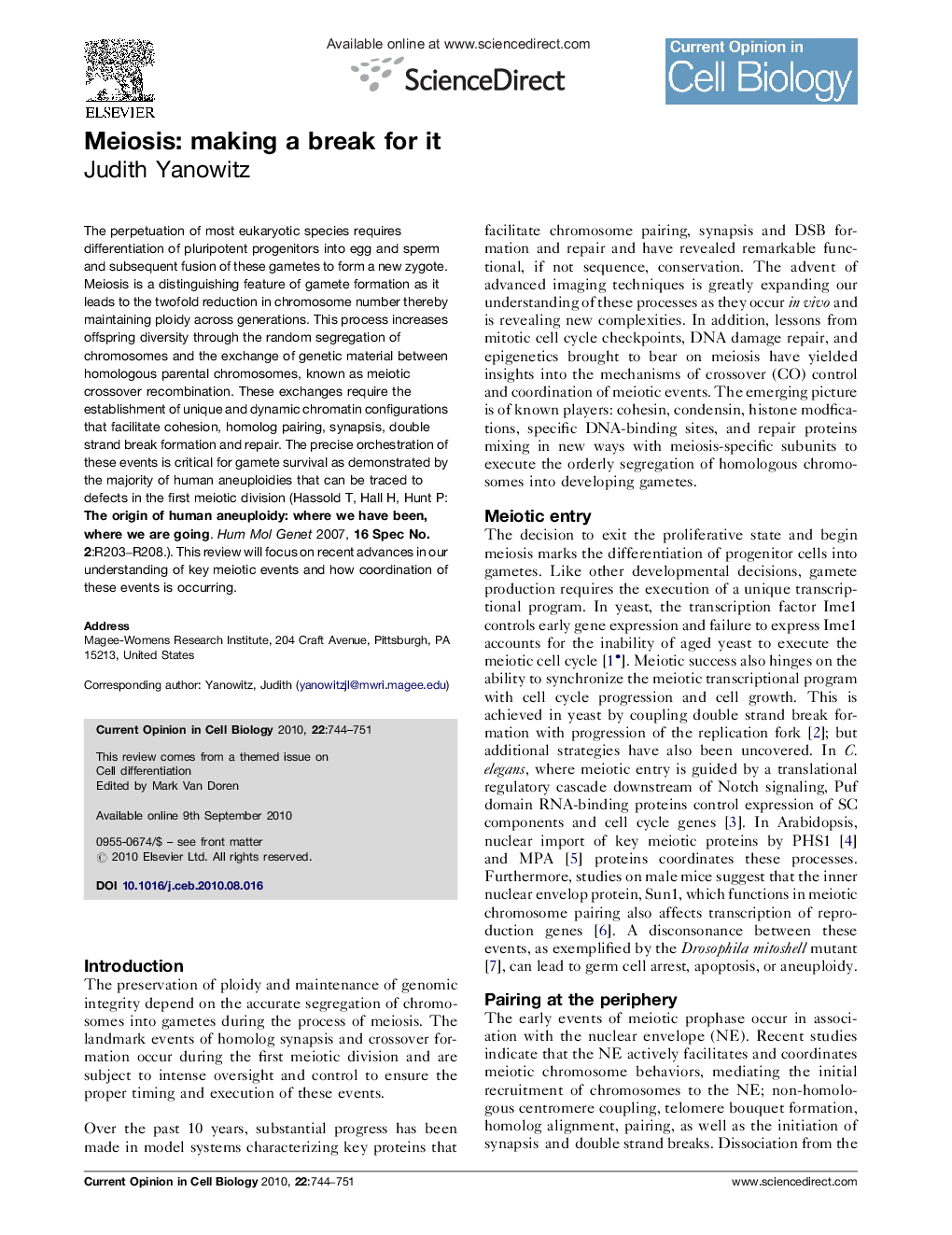 Meiosis: making a break for it