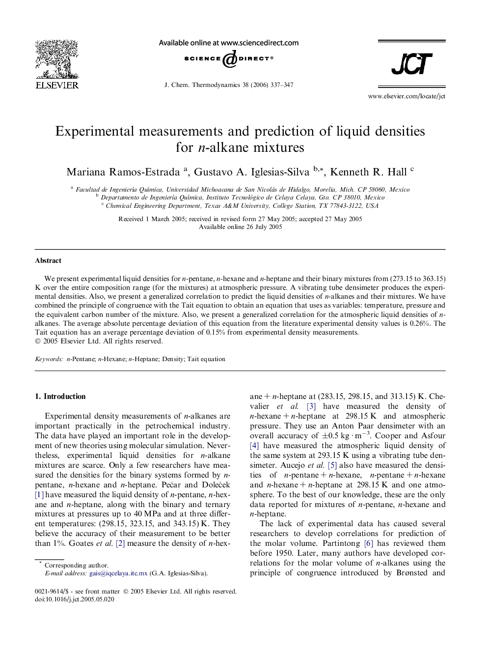 Experimental measurements and prediction of liquid densities for n-alkane mixtures