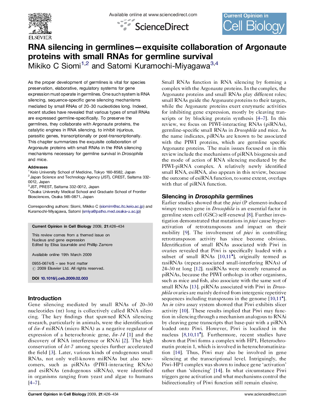 RNA silencing in germlines—exquisite collaboration of Argonaute proteins with small RNAs for germline survival