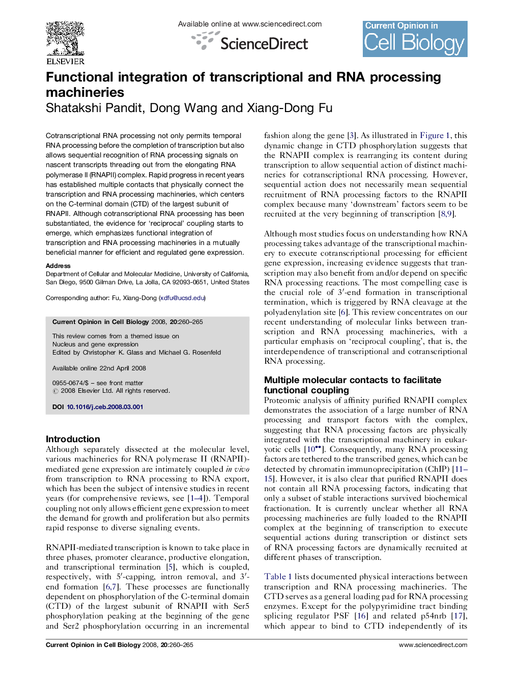 Functional integration of transcriptional and RNA processing machineries