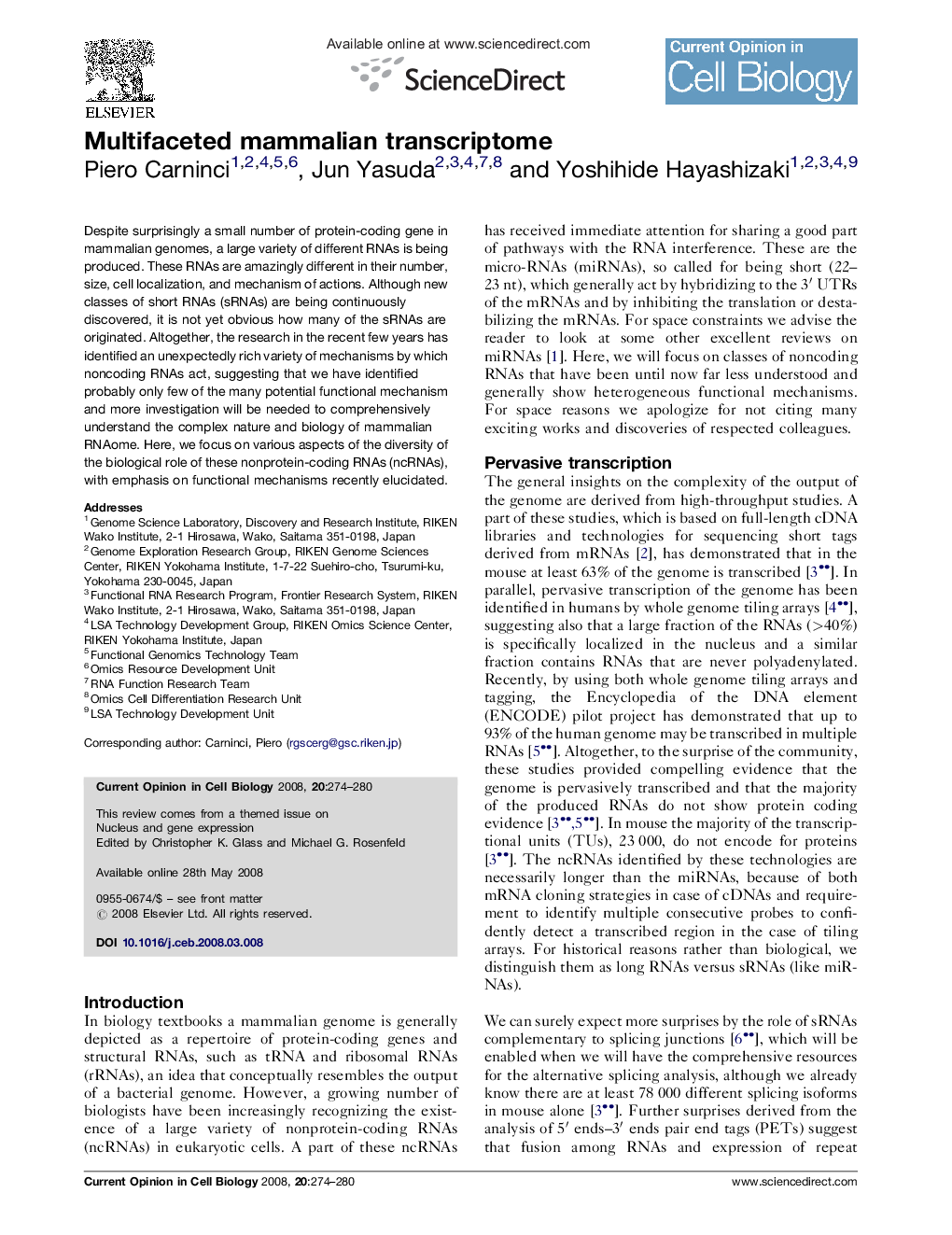 Multifaceted mammalian transcriptome