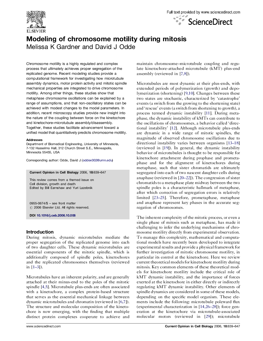 Modeling of chromosome motility during mitosis