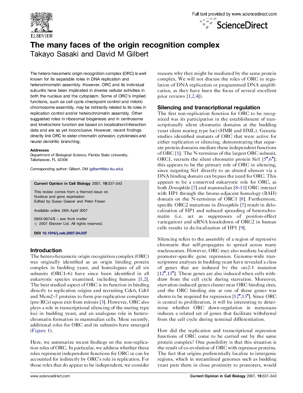 The many faces of the origin recognition complex