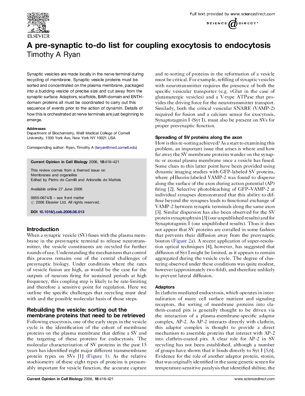 A pre-synaptic to-do list for coupling exocytosis to endocytosis